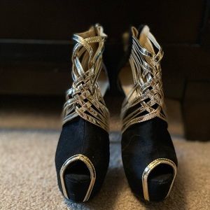 Gold/Black Heels
